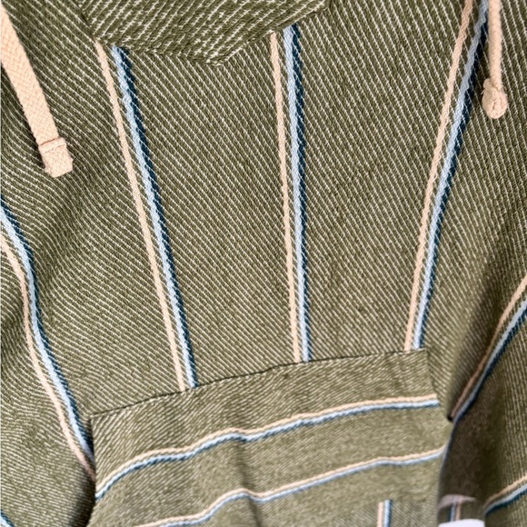 Natural Reflections Green Striped Baja Hoodie Pullover Sweater 2X - Picture 4 of 10